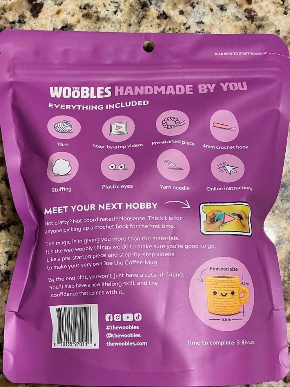 The Woobles Crochet Kit - Yellow Coffee Mug - Picture 3 of 5